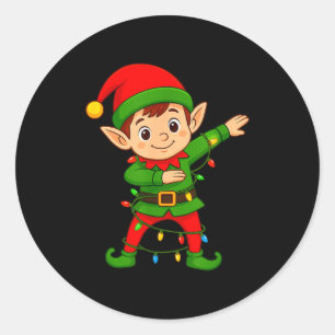 Adesivo Redondo Camisa de Fantasia de Elfo Dabbing Natal Esquadrão
