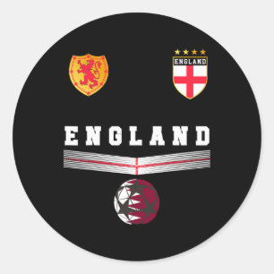 Adesivo Redondo Camisa de Fãs de Futebol da Inglaterra Bandeira In