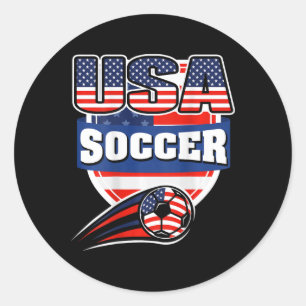Adesivo Redondo Camisa de Fãs de Futebol Orgulhosamente Americanos