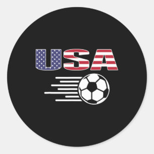 Adesivo Redondo Camisa de Fãs de Futebol Orgulhosamente Americanos