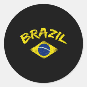 Adesivo Redondo Camisa de Futebol Bandeira Nacional Brasileira Bra
