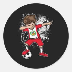 Adesivo Redondo Camisa de Futebol do Peru do Menino Dabbing Jersey
