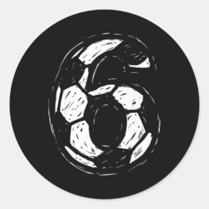 Adesivo Redondo Camisa de Futebol Número 6 Desenhada ao Estilo Byl