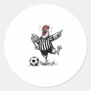 Adesivo Redondo Camisa de Galinha Engraçada de Futebol Gravura Vin