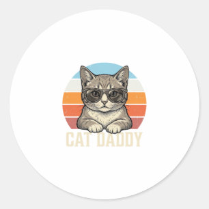 Adesivo Redondo Camisa de Gato Legal Vintage Sunset Cat Daddy Desi