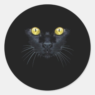 Adesivo Redondo Camisa de Gato Preto Halloween Assustador Olhos Am