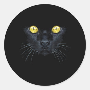 Adesivo Redondo Camisa de Gato Preto Halloween Assustador Olhos Am
