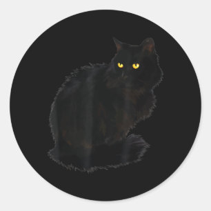 Adesivo Redondo Camisa de Gato Preto Mulheres Olhos Amarelos Assus