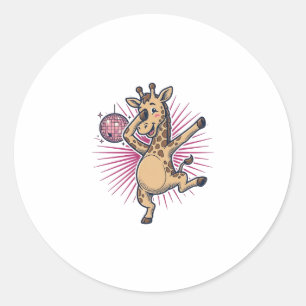 Adesivo Redondo Camisa de Girafa Dançante Disco Ball Gravura Vinta