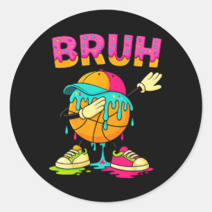 Adesivo Redondo Camisa de gotejamento de esboço Dabbing Sketll Bru