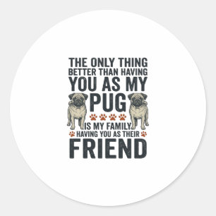 Adesivo Redondo Camisa de Gravura Vintage de Família de Pug Engraç