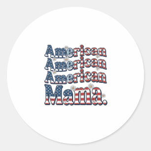 Adesivo Redondo Camisa de Gravura Vintage Patriótica Mama American