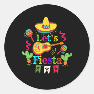 Adesivo Redondo Camisa De Guitarra Mexicana Cinco De Mayo Cactus V