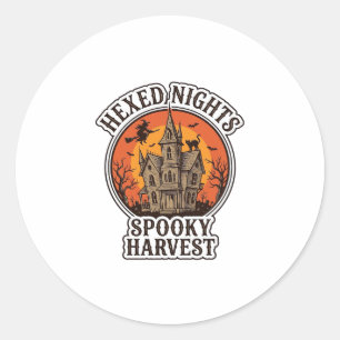 Adesivo Redondo Camisa de Halloween de Casa Assombrada Gravura Vin