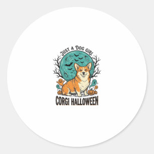 Adesivo Redondo Camisa de Halloween de Corgi para Meninas que Amam