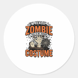 Adesivo Redondo Camisa de Halloween de Fantasia de Zumbi Vintage D