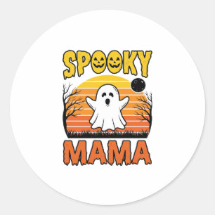 Adesivo Redondo Camisa de Halloween de Fantasma Vintage Spooky Mam