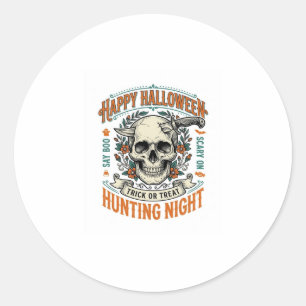 Adesivo Redondo Camisa de Halloween Vintage Caveira Doces ou Trave