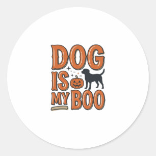 Adesivo Redondo Camisa de Halloween Vintage Dog Is My Boo Design_1
