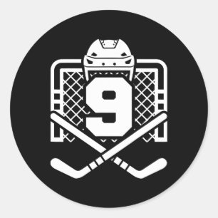 Adesivo Redondo Camisa de Hockey Número 9 Engraçada Dia de Jogo de