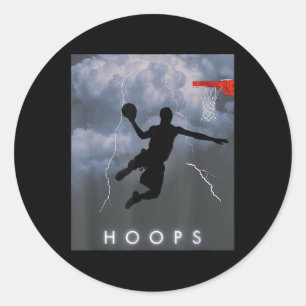 Adesivo Redondo Camisa de Hoops de Basquete de Tempestade Elétrica