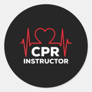 Adesivo Redondo Camisa De Instrutor De Rcp Gráfico De Batimento Ca
