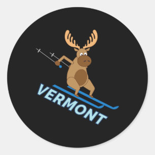 Adesivo Redondo Camisa de Inverno de Esquiar de Alce Vermont Vt