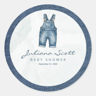 Adesivo Redondo Camisa de Jeans Azul Bebê Chuvinha de Amor Denim 