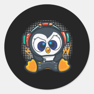 Adesivo Redondo Camisa de Jogos de Penguin Meninos Presente de Gam