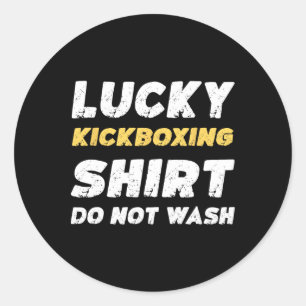 Adesivo Redondo Camisa de Kickboxing Engraçada Sorte Não Lavar