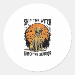 Adesivo Redondo Camisa de Labrador de Halloween com Aviso de Cão A