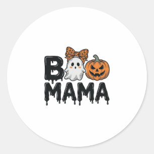 Adesivo Redondo Camisa de Mãe Fantasma de Halloween Abóbora Design