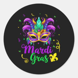 Adesivo Redondo Camisa de Mardi Gras para Mulheres Crianças Homens