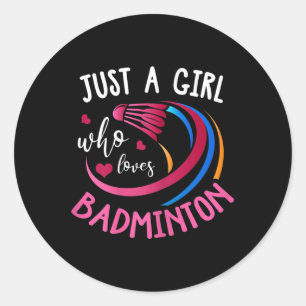 Adesivo Redondo Camisa de Menina de Badminton Engraçado Jogador de