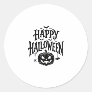 Adesivo Redondo Camisa de Morcego de Abóbora Feliz do Halloween Vi