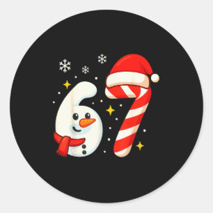 Adesivo Redondo Camisa de Natal 6 7 Meme 67 Seis Sete Boneco de Ne