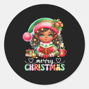 Adesivo Redondo Camisa de Natal Afro-Americana Mulher Negra Africa