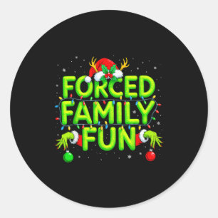 Adesivo Redondo Camisa de Natal Divertida Família Forçada Diversão