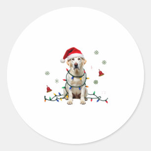 Adesivo Redondo Camisa de Natal Feia de Cachorro Boxer Branco Engr