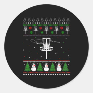Adesivo Redondo Camisa de Natal Feia de Disc Golf para Homens Mulh
