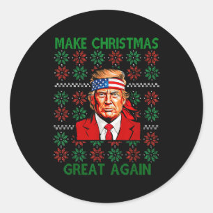 Adesivo Redondo Camisa de Natal Feia e Divertida Trump Faz Natal 