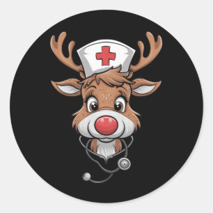 Adesivo Redondo Camisa de Natal para Enfermeiros Luvas de Borracha
