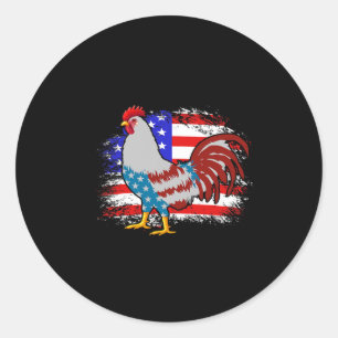 Adesivo Redondo Camisa de Pai de Frango do Dia 4 de Julho, Frango