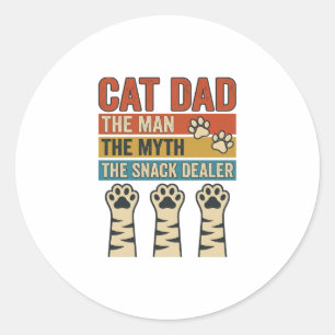 Adesivo Redondo Camisa de Pai de Gato O Revendedor de Lanche Amant