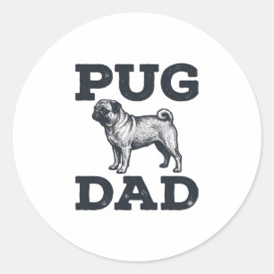 Adesivo Redondo Camisa de Pai de Pug com Desenho de Gravura Vintag