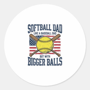Adesivo Redondo Camisa de Pai de Softbol Antigo Bolas Maiores Desi