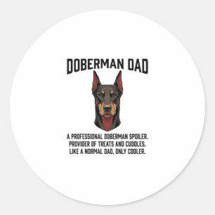 Adesivo Redondo Camisa de Pai do Doberman com Gravação Vintage par