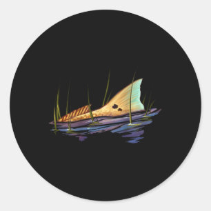 Adesivo Redondo Camisa de peixe tambor vermelho Redfish Tailing