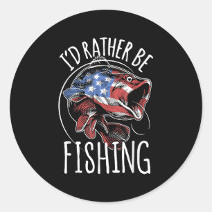 Adesivo Redondo Camisa de Pesca Bandeira EUA Peixe _ Eu Preferiria
