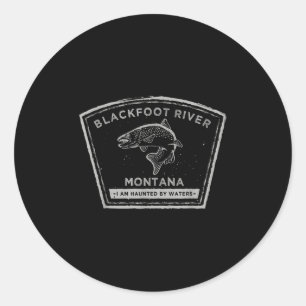 Adesivo Redondo Camisa de pesca com mosca do rio Blackfoot Montana